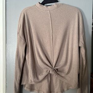 SO Taupe Ribbed Knit Top